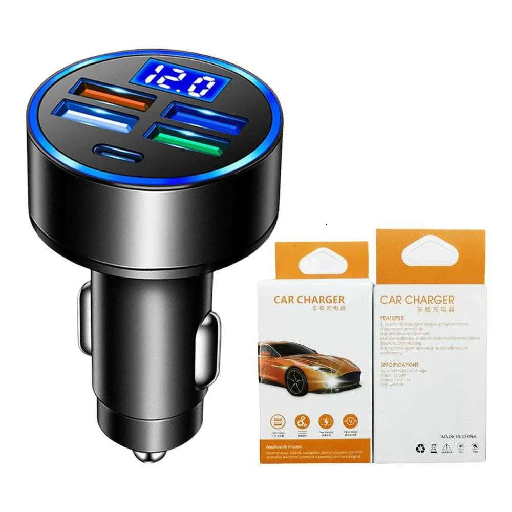 Upgrade 15.5W 4 Ports Usb+Type-C Car Charger Fast Charging PD Quick Charge 3.0 USB C Car Phone Charger Adapter On-Board Charger