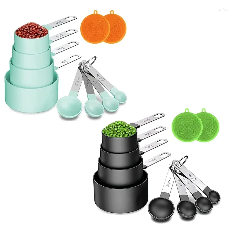 Cups Measuring Tools and Spoons Set 8 Piece Stackable Stainless Steel Handle Accurate Tablespoon for Dry Hle