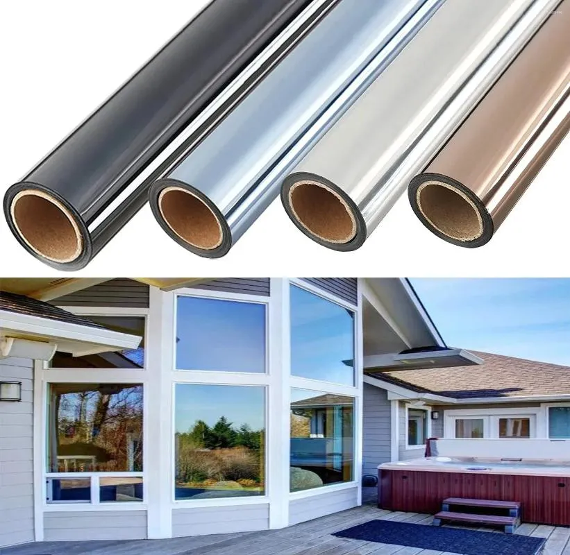 Adesivi per finestre 2/3/10M Pellicola a specchio unidirezionale Pellicola autoadesiva riflettente per privacy solare per la casa Adesivo in vetro argento