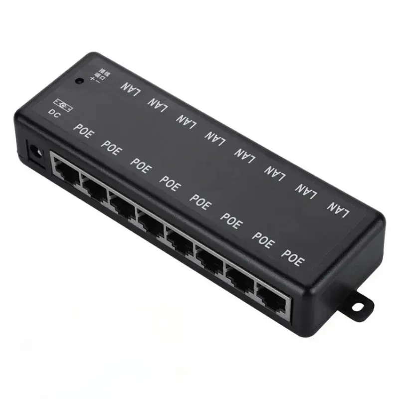 Injetor poe 4 portas 8 portas divisor poe para rede cctv câmera poe alimentação sobre ethernet ieee802.3af 12v-48v ap sem fio