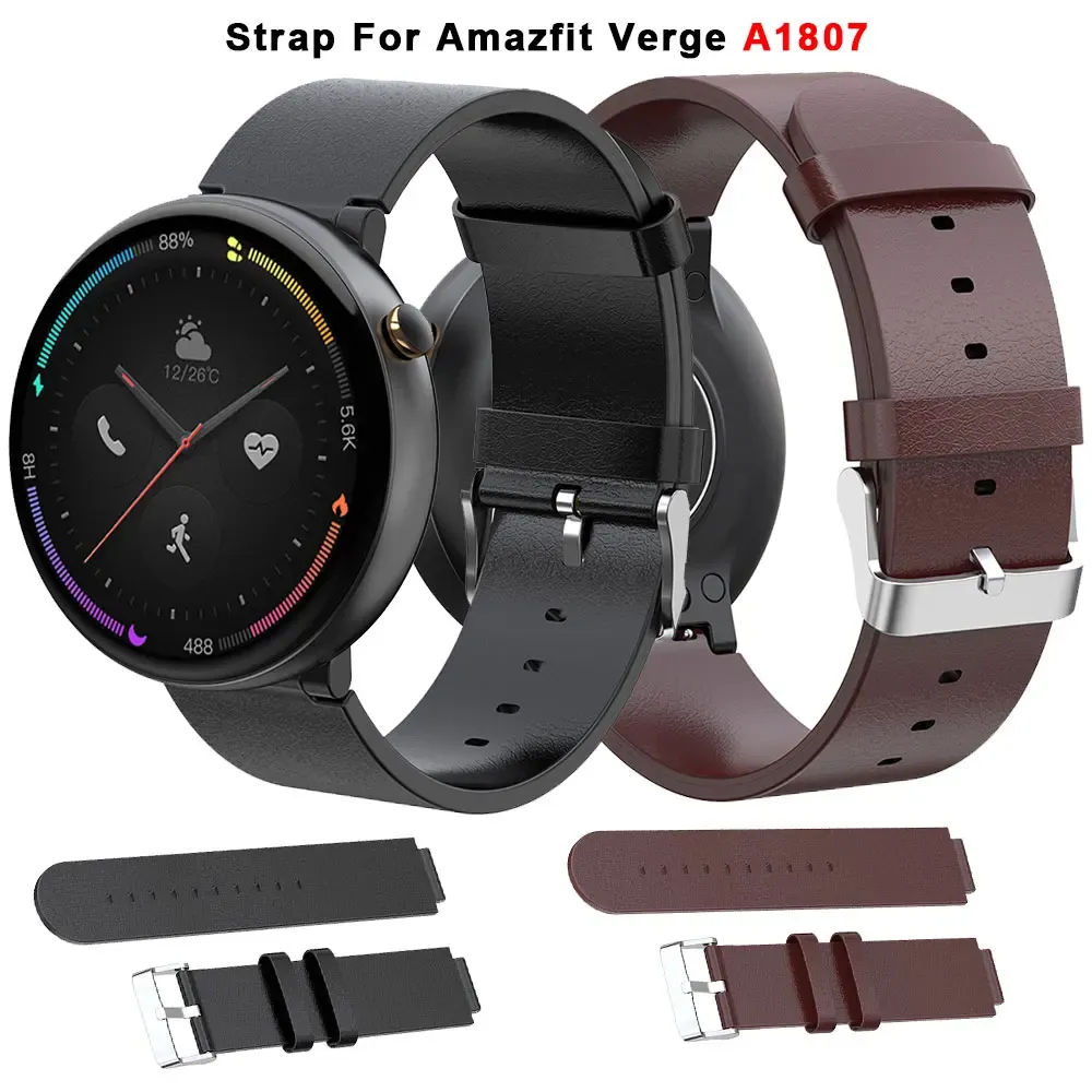 Pasek ze zegarkiem skórzany dla Huami Amazfit 2 A1807 Bransoletka smartwatch