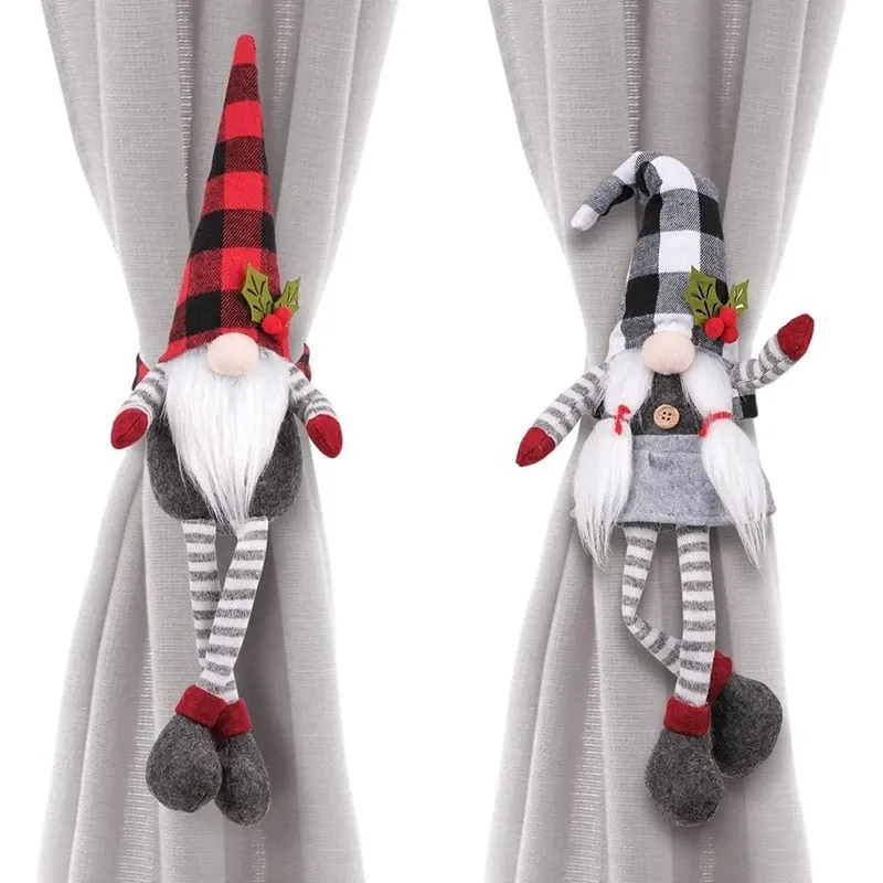 Accessories 2 Pieces Christmas Curtain Buckle Tieback Mr And Mrs Gnome Curtain Tiebacks Hook Fastener Buckle Clamp For Christmas Durable