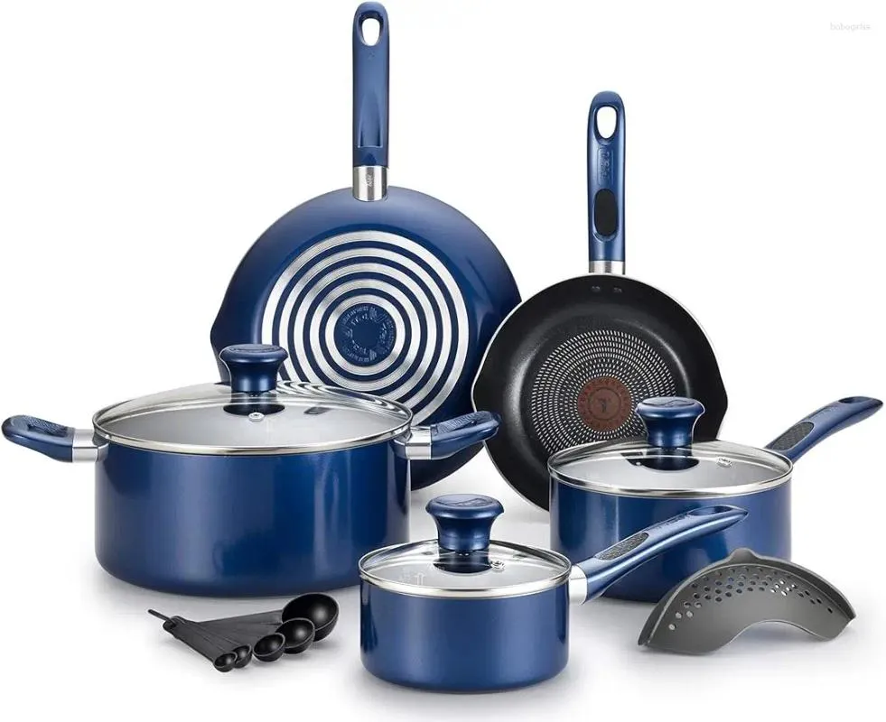 Cookware Sets Excite ProGlide Nonstick Thermo-Spot Heat Indicator Dishwasher Oven Safe Set 14-Piece Blue