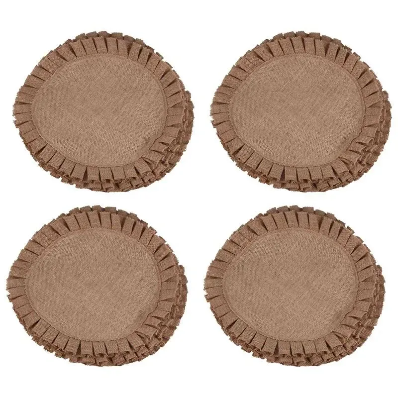 Mats Pads Table Rustic Farmhouse Burlap Round Placemats Set Of 16 Size In 15 Inches Diameter Drop Delivery Home Garden Kitchen Dining Otvpv