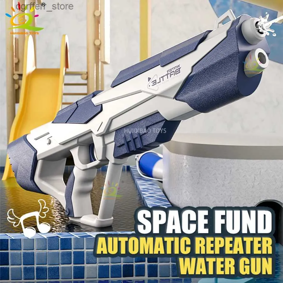 Pistolet Jouets HUIQIBAO Automatique Électrique Espace Pistolet À Eau Combat Été Jouet Absorption D'eau Pistolet En Plein Air Plage Piscine Jouet Enfants et Adultes240327