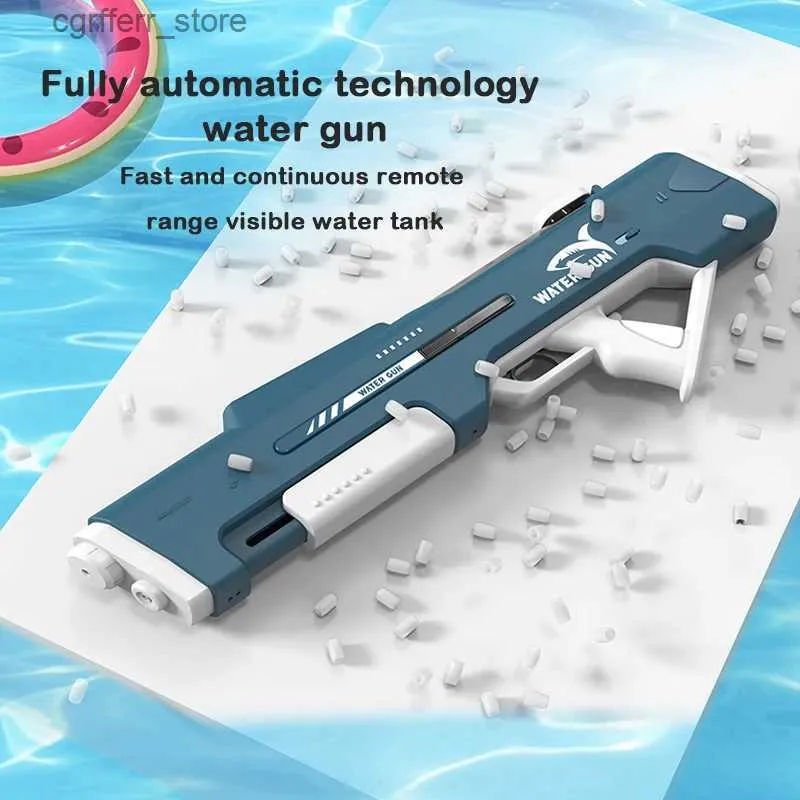 Gun Toys Large capacity automatic water suction electric water gun toy manually pulled manually added 3 game modes summer boy gift240327