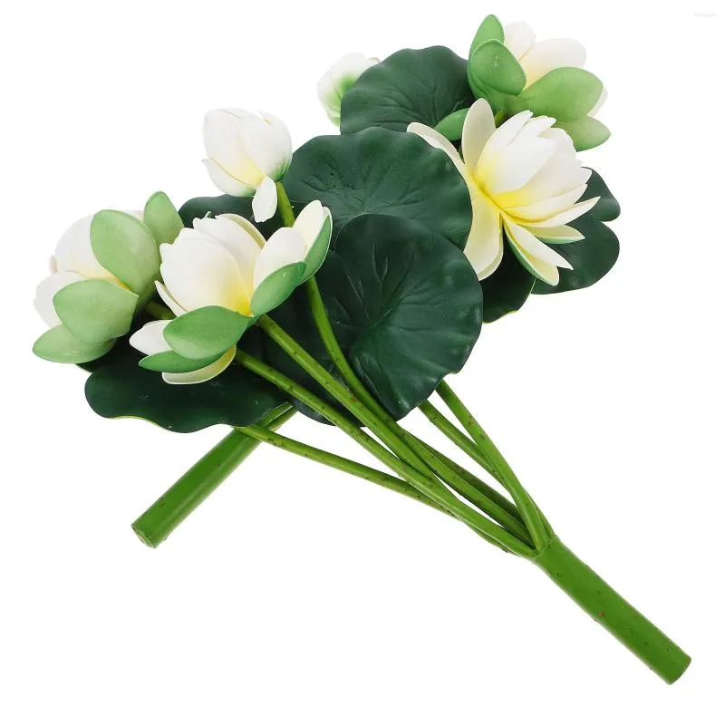 Flores decorativas 2 Pcs Simulação Decoração de Lótus Falso Flor Planta Vaso Artificial Eva Lifelike Noiva Casamento