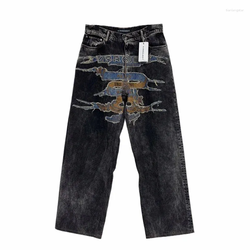 الجينز للرجال Y2K العلامة التجارية الكلاسيكية Grailz المطرزة DENIM ZIPPER FIT Y Project Pant Cotton Pants Comfort #786