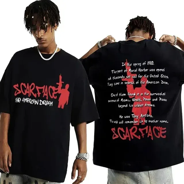 2024 Movie Scarface Ty Mtana Graphics Men T Shirt Male Hip Hop Fi