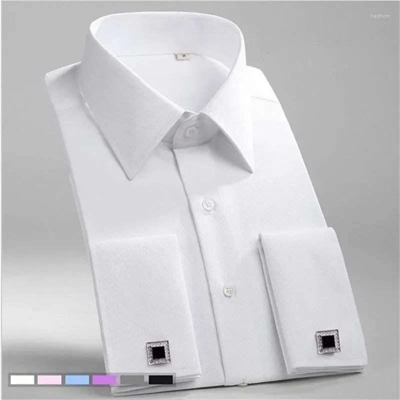 J.VER Men's French Cuff Dress Shirt - Regular Fit, Long Sleeve, With Metal Cufflinks (White, 22 Neck / 35-36 Sleeve) - View #11