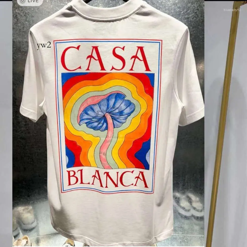 casa blanca shirt Hommes Designer t-shirt casablanc chemise en soie Rainbow Mushroom Letter Print Tops à manches courtes 100% coton lâche et confortable casa sports 7735