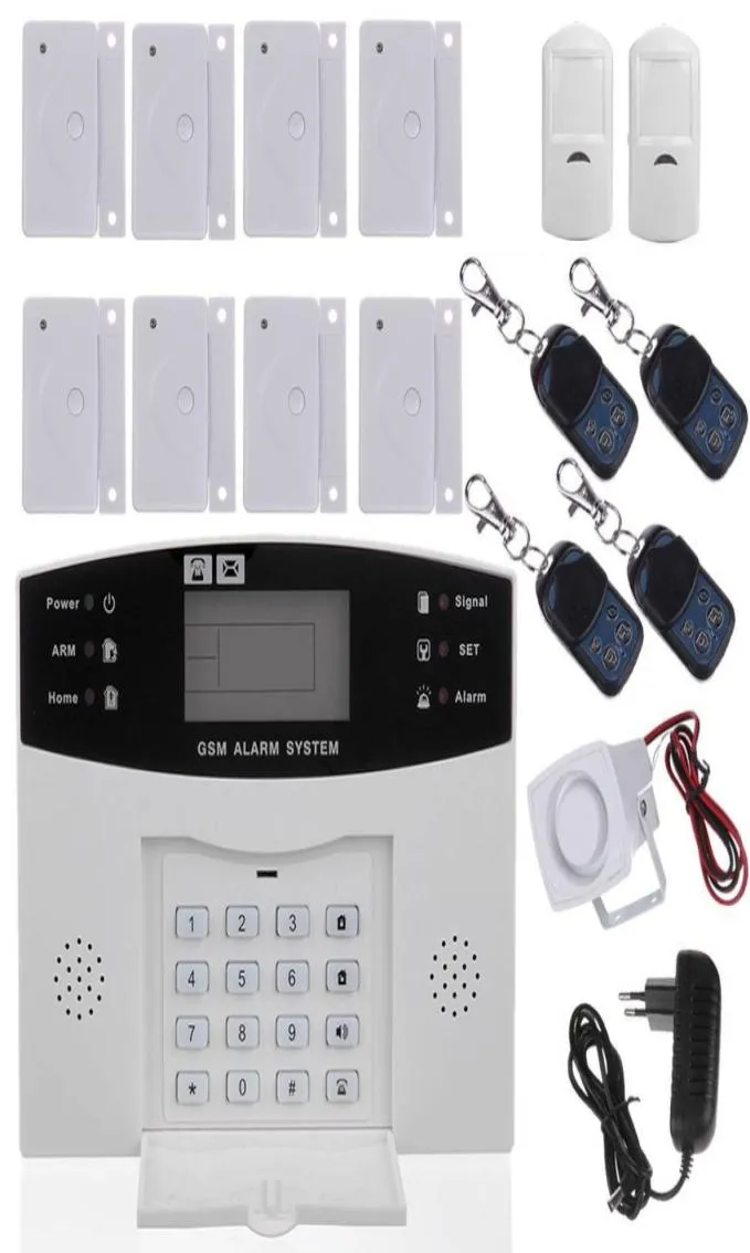 Wireless GSM Home Security Alarm System med LCD Auto Dialer SMS Telefonsamtal Remote Control6 Grupp av telefonnummer2 Grupp av SM8849398