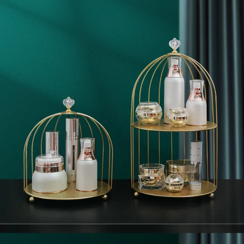 Scaffali per cosmetici, artefatti, ferro, gabbia per uccelli, scaffale per desktop, prodotti creativi per la cura della pelle, profumi, rossetti, organizer