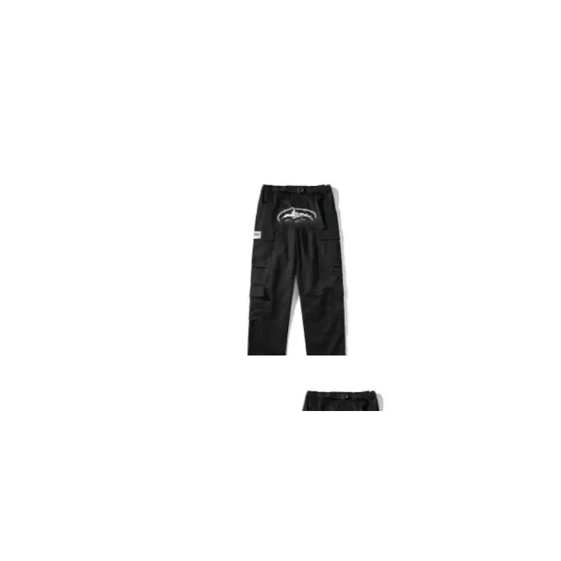 Pantaloni da uomo American Retro High Street Fashion Brand Hip-Hop Stampato Casual Mti-Pocket Fibbia laterale e stessa tuta da donna Ins Drop De Otzyx