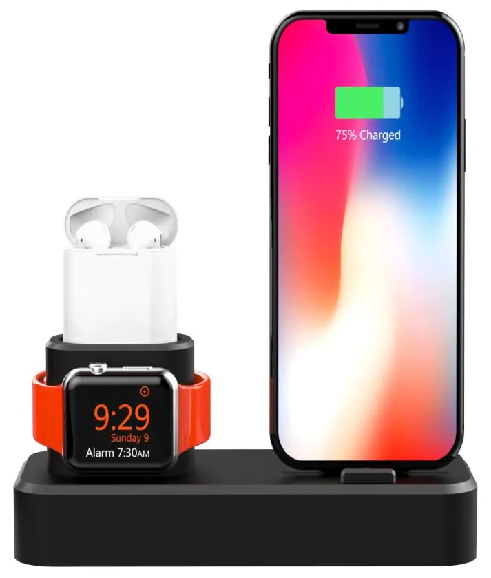 Support de chargement en silicone 3 en 1 pour Apple WatchiPhone et AirPodsStation d'accueil pour support de chargeur pour Apple iWatch série 4321 AirP7037192