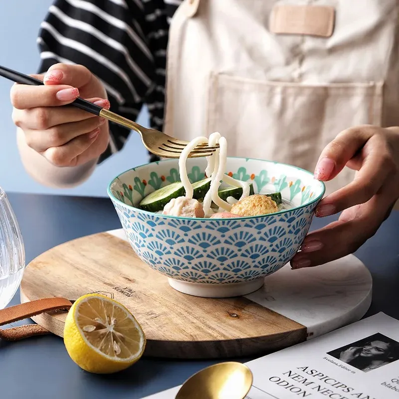 6インチ日本の食器セラミックホームレストランライスボウルヌードルボウルラーメンスープボウル