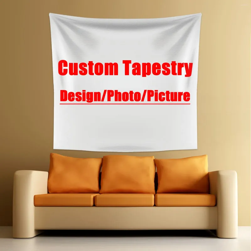 Tapisserier Square Custom Tapestry Estetic Customized Wall Art Hanging Home Decor Room Decorer Banner Stor tygduk Bakgrund