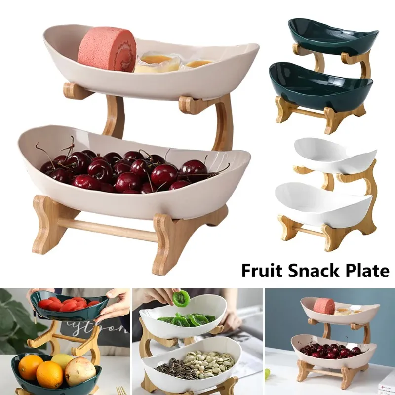 Assiette à fruits en plastique à deux couches, salon maison, assiette à collation, bol à fruits secs créatif et moderne, panier à bonbons, 2024