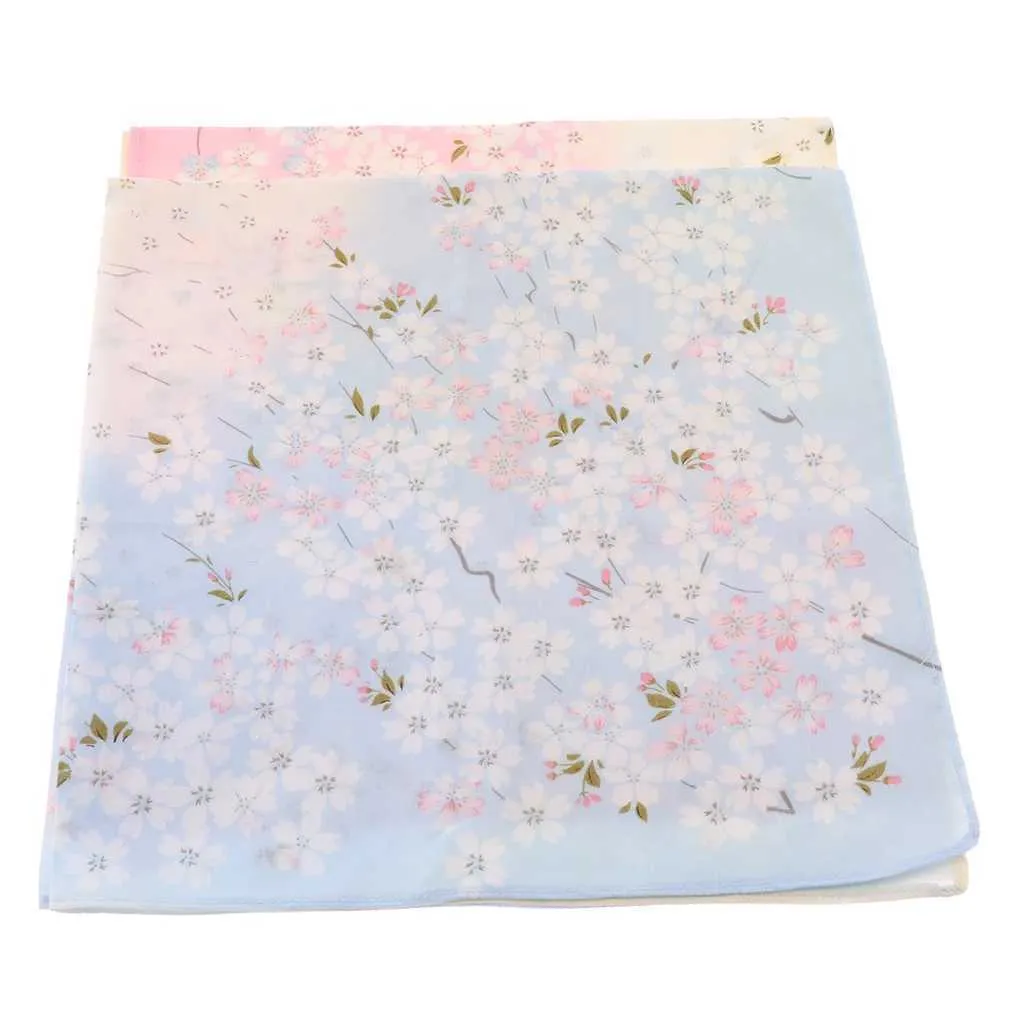 Set of 2 Cotton Floral Handkerchiefs Cherry Blossoms Pocket Hankies Wedding Party