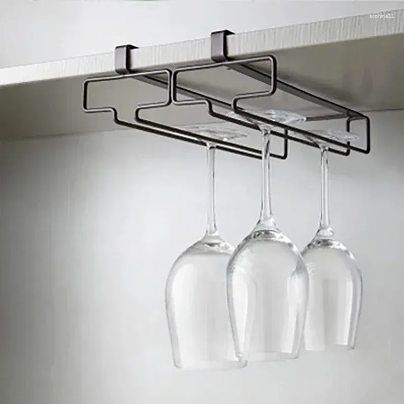 Kök förvaring bärbar rack järn vinglas hängande bar hänger hylla rostfritt stål stativ rullhållare