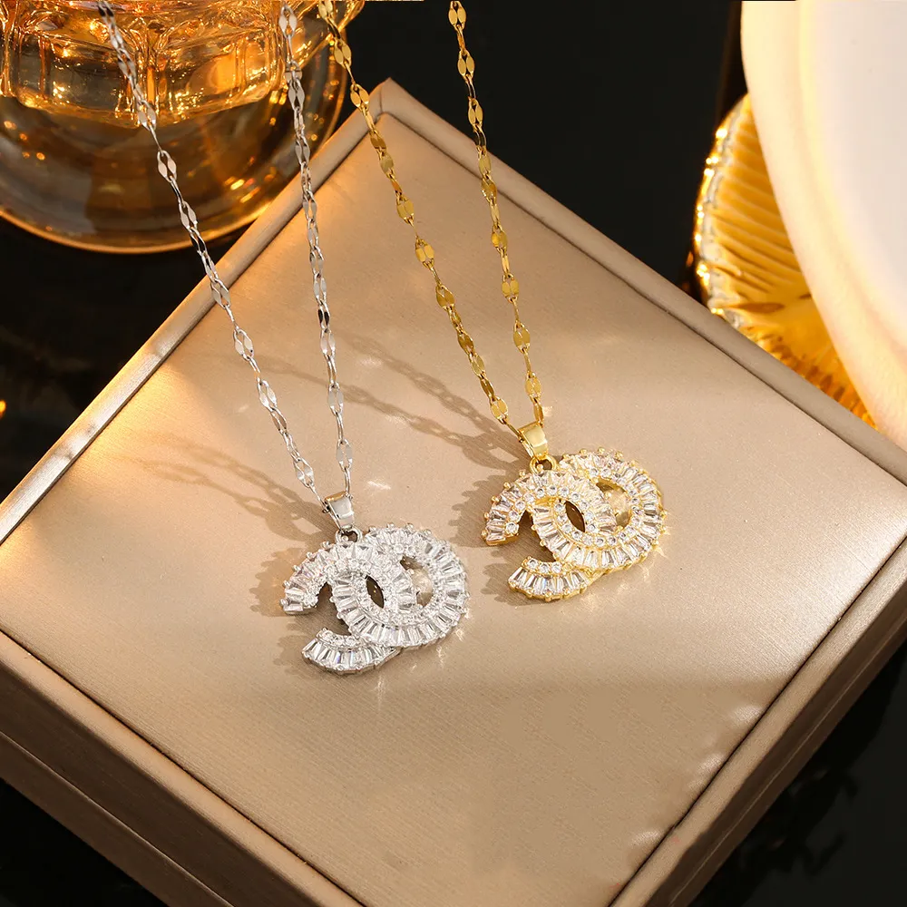 Designer Necklaces For Women Elegant Gold Plated Double Letter