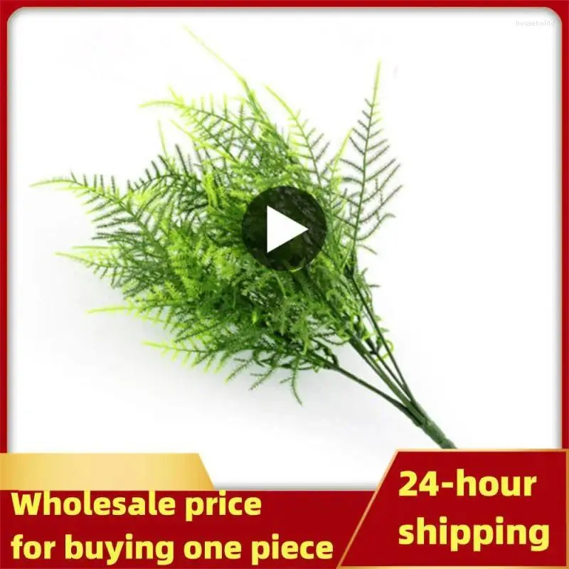 Decorative Flowers Artificial Green Grass Plastic 7 Stems Fake Plants Foliage Leaves Home Decoration