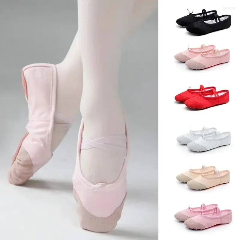 Zapatos de baile Niñas Ballet Niños Zapatillas Lona Profesional Suela Suave Mujer Yoga Gimnasio