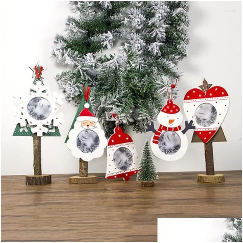 Juldekorationer för hem Noel 2022 år Po Frame Pendant Ornament Tree Hanging Diy Craft Decor Kerst Xmas Drop Delivery Garden F DHSWF
