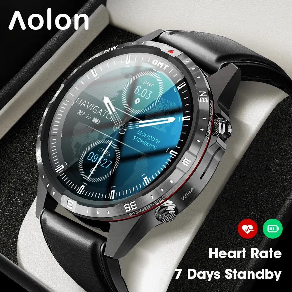 Custodie Aolon GT45 Smart Watch Bussola HD Chiamata Bluetooth Frequenza cardiaca Schermo intero da 1,6 pollici Ossigeno nel sangue Smartwatch Doppio cinturino impermeabile