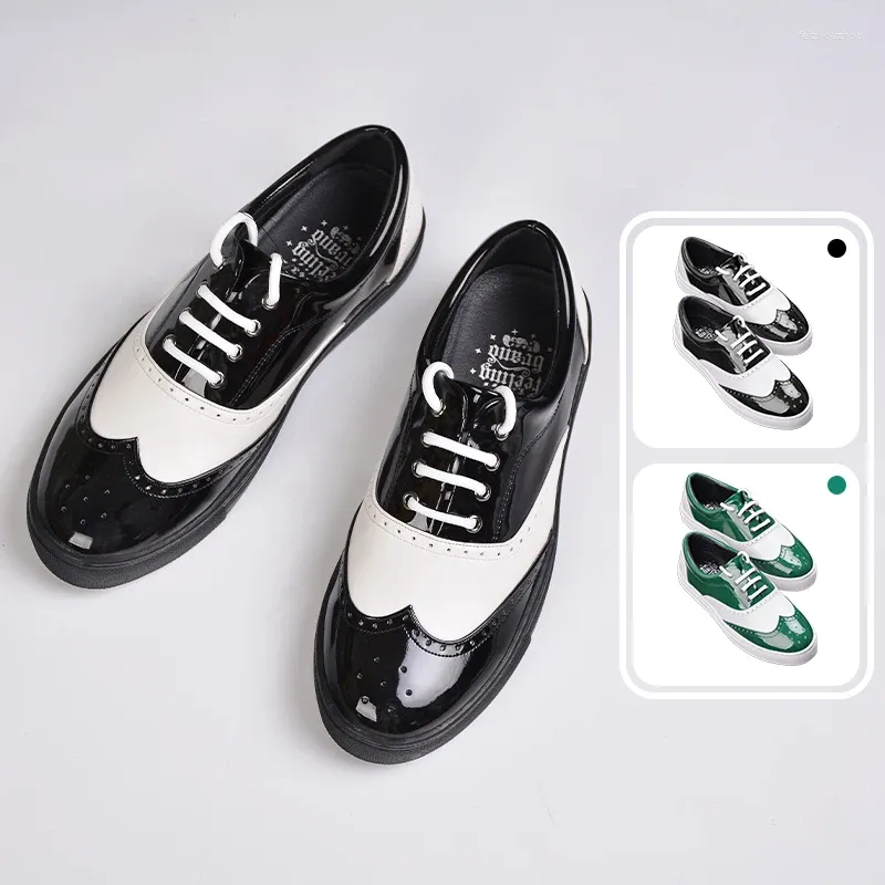 Casual Shoes Dark Popping University High School Student Guy Perfessional Locking Fashion Lacquer Leather Shiny Stage Dance Shoe Male