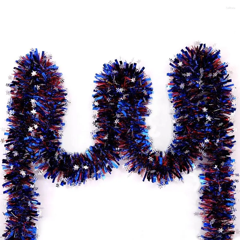 Party Decoration Metallic Garland Independence Day Mixed Color Tinsel Patriotic For 4th Of July