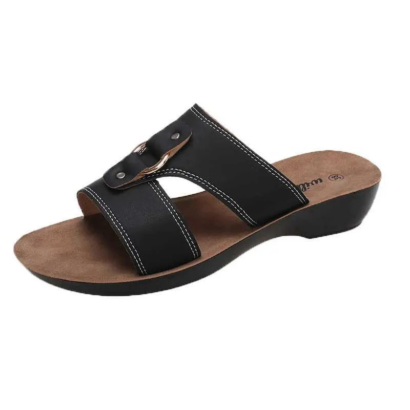 Hausschuhe Hausschuhe Sommer Soes für Frauen 2023 Roman Open Toe Wedge Damen Outdoor Casual Damen Slides Weiblich Plus Size Sandalen H240326TWN4