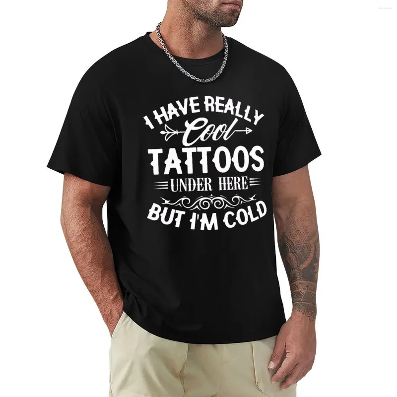 Herenpolo's Ik heb echt coole tatoeages hieronder, maar ik heb het koud Grappig shirt T-shirt Koreaanse mode Dierenprintor Jongens zwarte T-shirts voor mannen