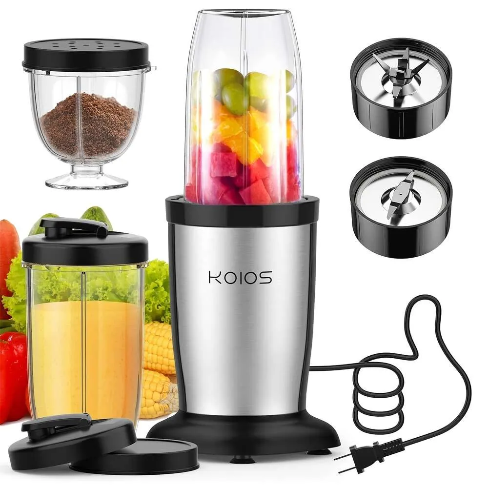 KOIOS 850W Bullet Personal Shakes Smoothies, блендеры для смузи из 11 предметов для кухни, протеиновые напитки, блендер для небольших чашек с 2 чашками по 17 унций для переноски и