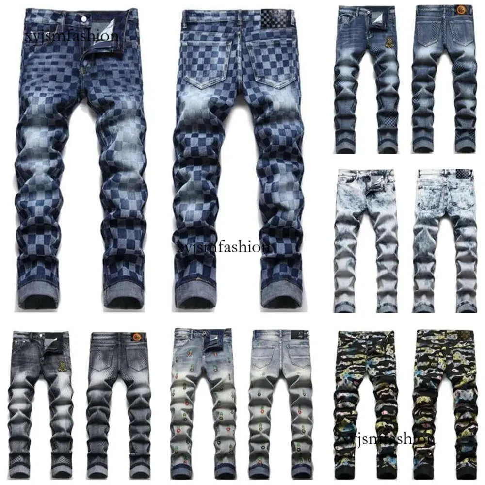 Мужские джинсы 22SS, модные брендовые мужские дизайнерские рваные байкерские джинсы, облегающие мотоциклетные джинсовые джинсы