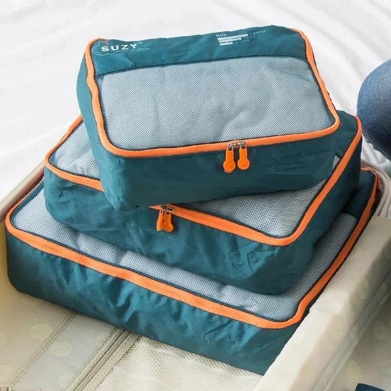 7 peças conjunto de sacos de armazenamento organizador de viagem mala portátil organizador de bagagem roupas sapato arrumado bolsa conjunto de embalagem casos de armazenamento