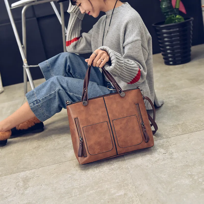 дизайнерская сумка Европа и США новая женская сумка большая сумка простая модная женская сумка ретро сумка через плечо на одно плечо роскошные сумки большой кошелек