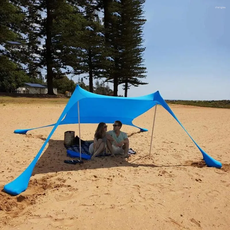 Tentes et abris Tente de plage Auvent extérieur Abri solaire avec auvent imperméable à l'eau UV Installation facile Sac de transport portable pour