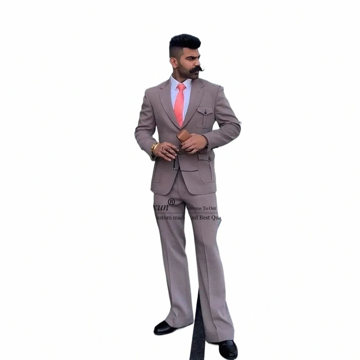 Handsome Mens Suits 2 Piece Set Formal Busin Blazer Slim Fit Wedding Groom Tuxedo Jacket Pants Trajes Elegante Para Hombres N3Zr#