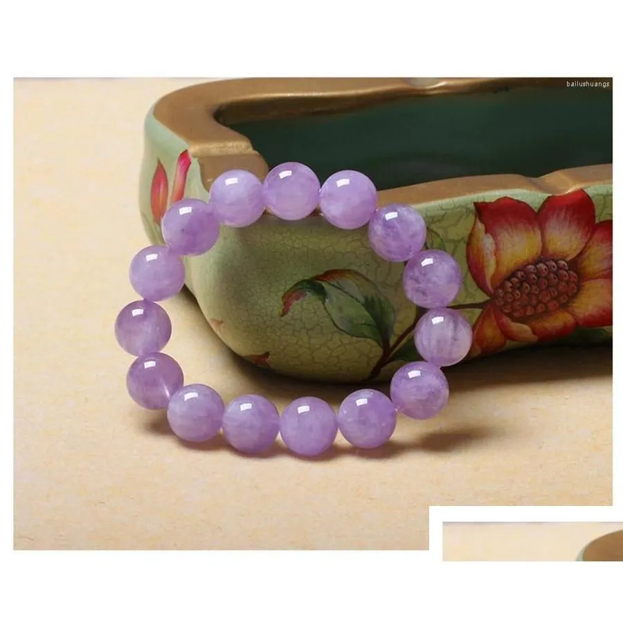 Bärda sträng naturlig lavendel kvarts kristall runda pärlor armband 8-16mm droppleverans smycken armband otb2g