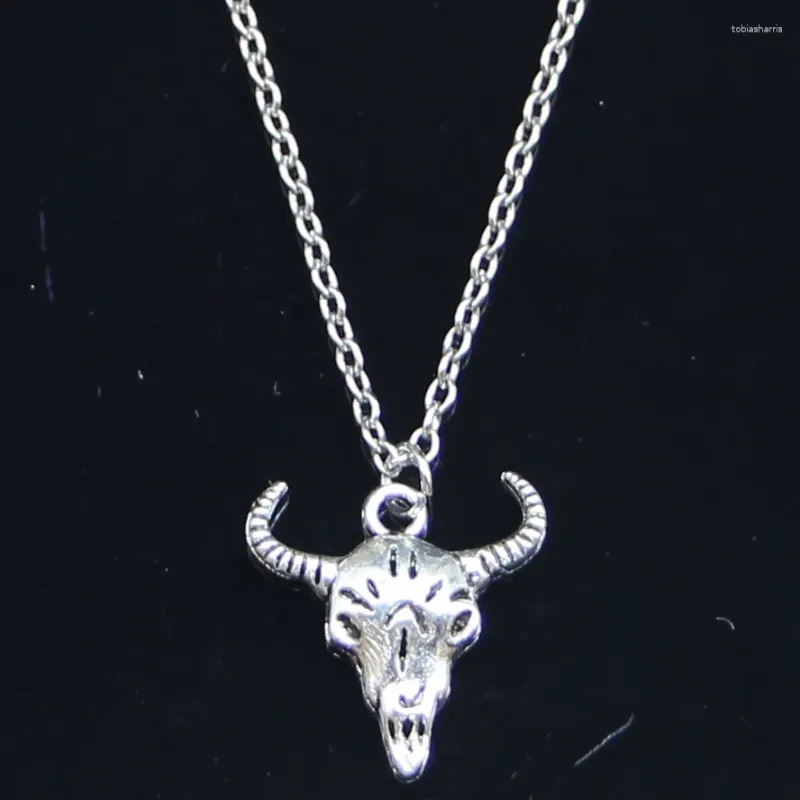 Chains 20pcs Fashion Necklace 21x20mm Skull Bull Ox Pendants Short Long Women Men Colar Gift Jewelry Choker