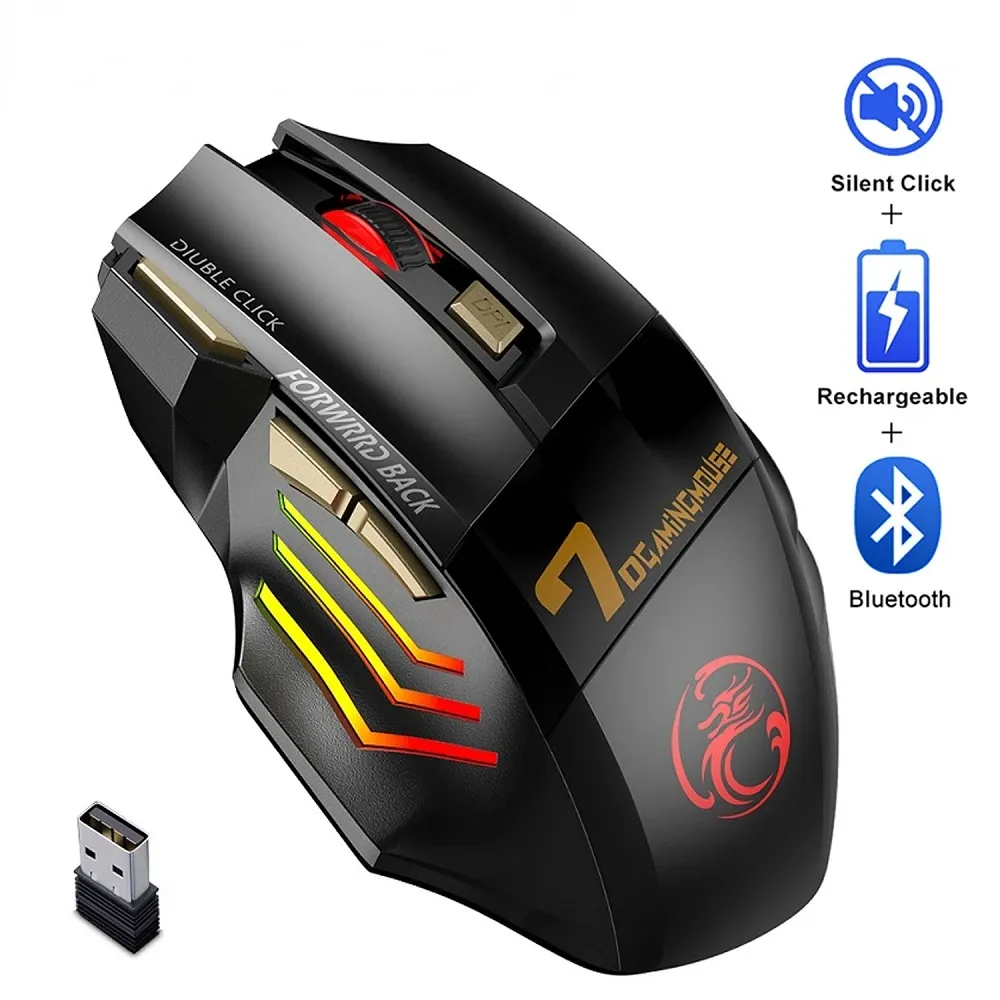 Mouse Mouse Bluetooth ricaricabile Mouse wireless per PC Gamer Mouse da gioco per computer Mouse ergonomico Mause 5500 DPI Mouse silenzioso per laptop Ipad