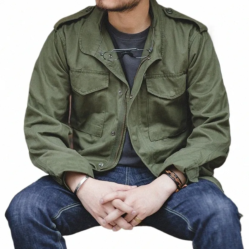 Maden M65 Style Jacket - Mens Army Green Oversized Denim