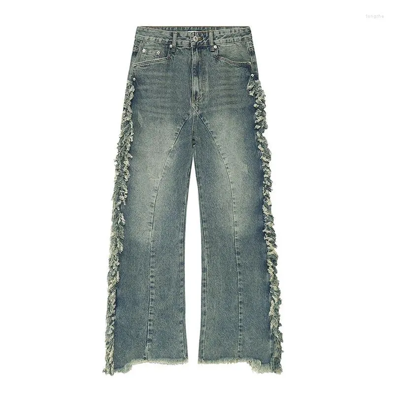 Jeans da uomo Pantaloni effetto consumato strappati Hi Street Harakuju Pantaloni larghi streetwear in denim per uomo vintage