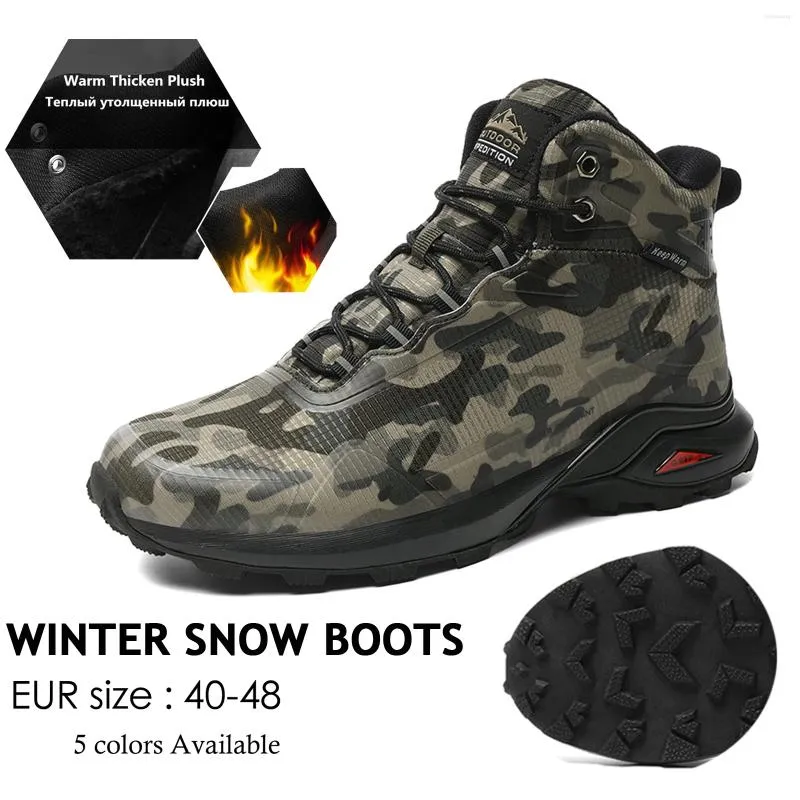 Chaussures de fitness Boots d'hiver hommes chauds en peluche non glissée neige des hommes de haute qualité de haute qualité.