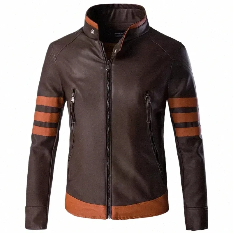 Veste en cuir à glissière pour hommes de marque haut de gamme Woerine Casual PU Manteau de locomotive en cuir Logan Bomber Jacket Slim Manteaux Taille M-5XL N4vZ #