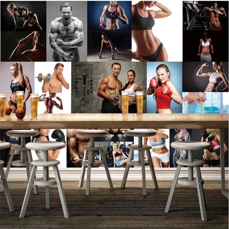 Wallpapers Wellyu Custom Wallpaper Gymnasium Bodybuilding Boxing Beauty Handsome Guy Tooling Background Wall Po Papel Parede
