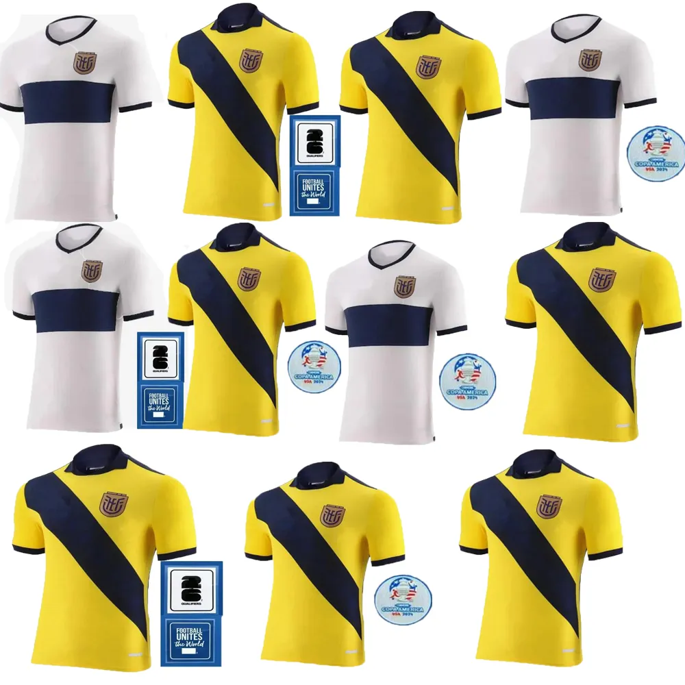 geelachtig wit 24/25 Ecuador ESTUPINAN PLATA Heren kwaliteit eerste voetbalshirts MARTINEZ HINCAPIE D. PALACIOS M. CAICEDO Thuis Uit 3e Voetbalshirts