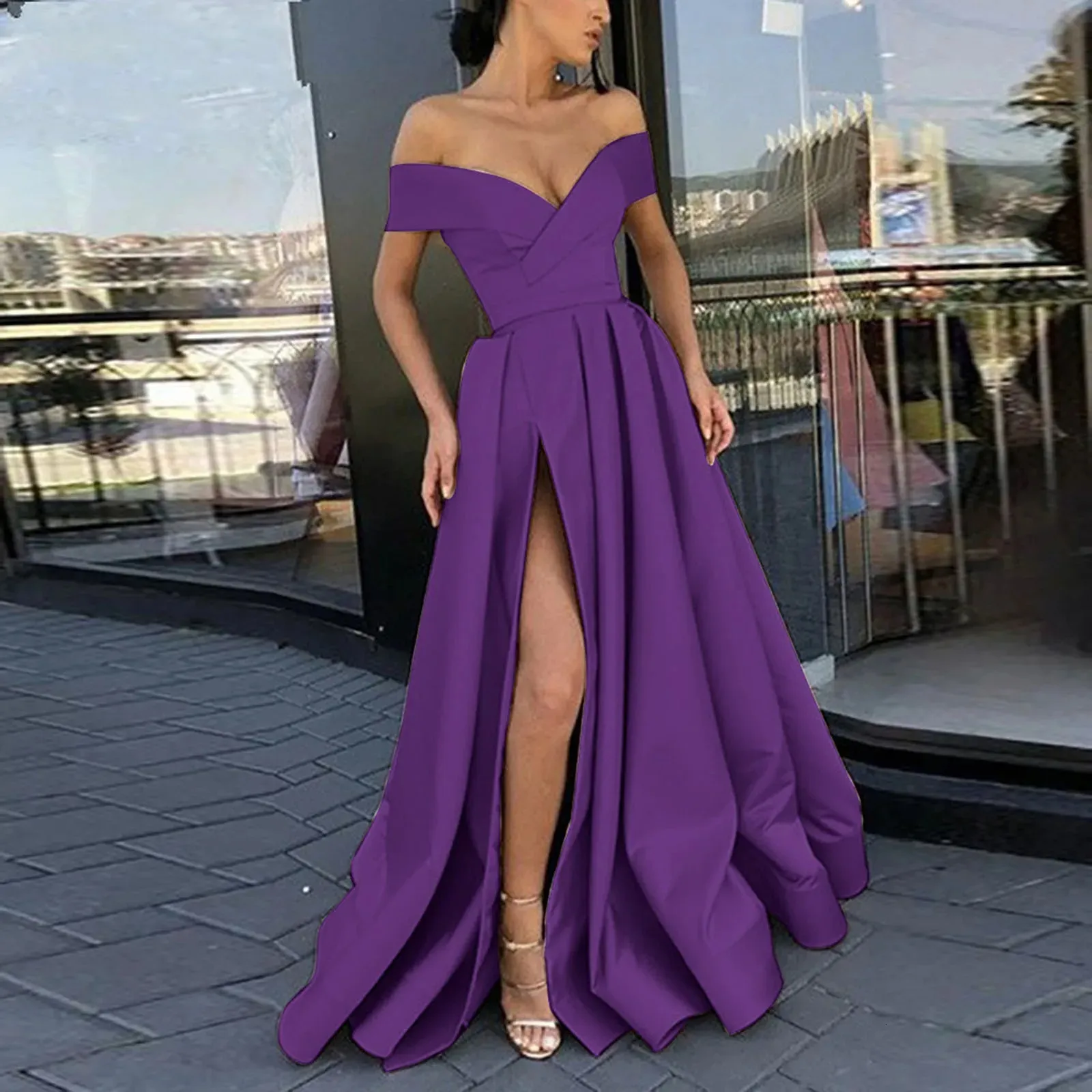 Women Sexy Off Shoulder V Neck Maxi Formal Dresses... From Lu04, $35.99 |  DHgate.Com
