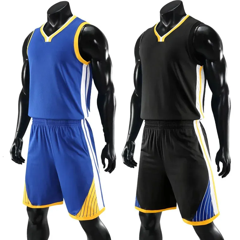 Högkvalitativ herrbasket uniform kostym Professionell Team Childrens Jersey Set Plus Size QuickDry Sportswear 240312